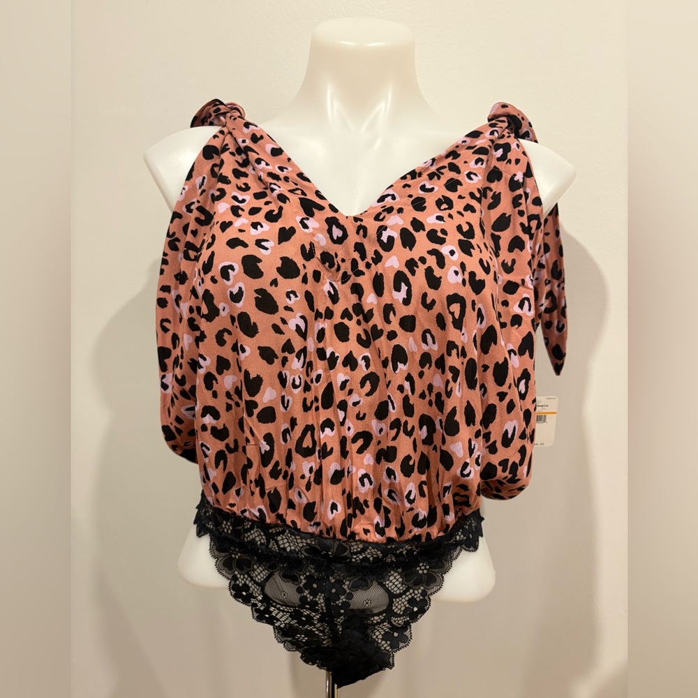 Free People Pink Leopard Print Top